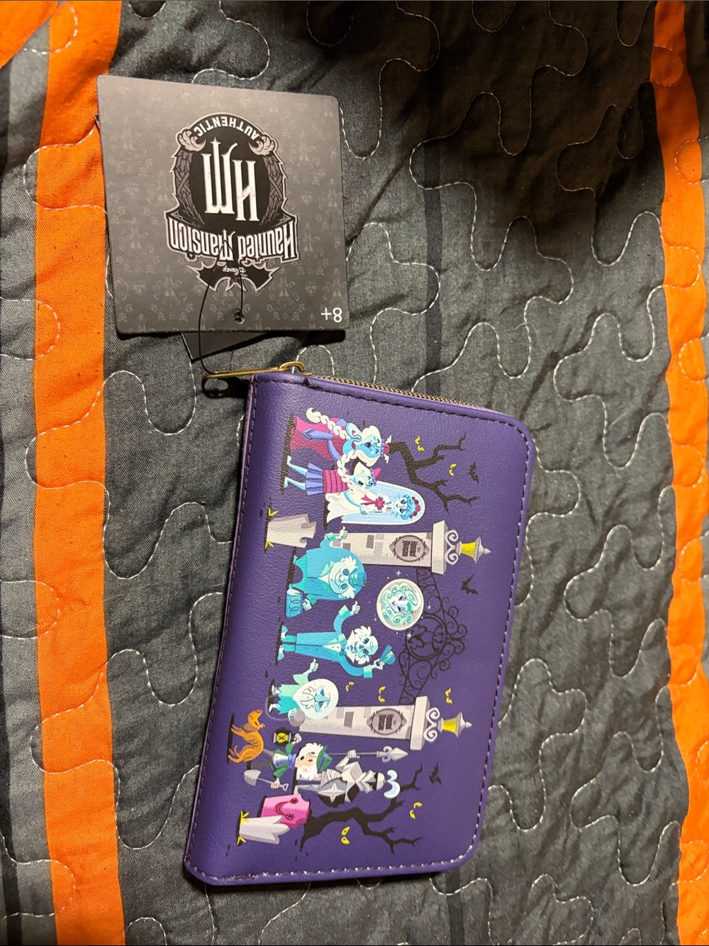 Loungefly Purple Zip Wallet with Haunted Mansion Character Art